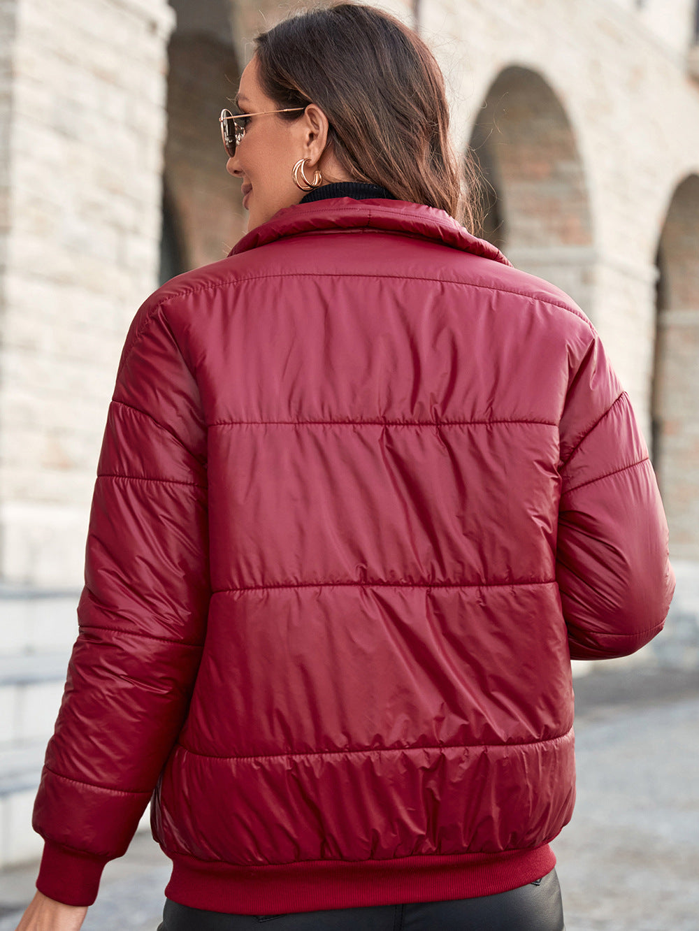Women Clothing Casual Turtleneck Cotton Padded Coat Jacket Women Coat