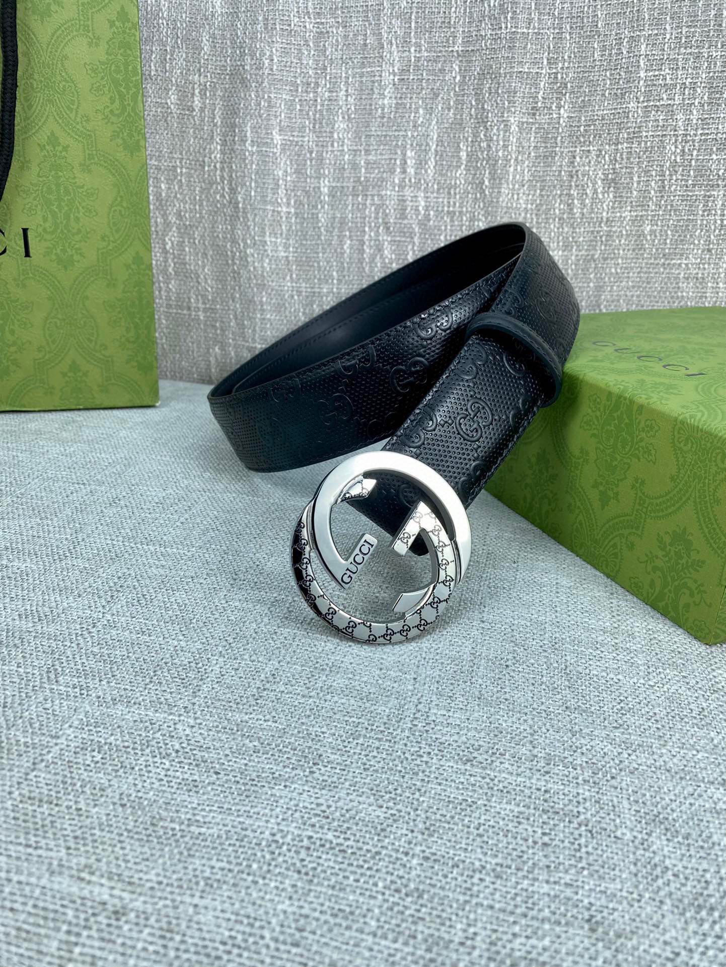 Gucci Signature printed leather belt width 4.0CM