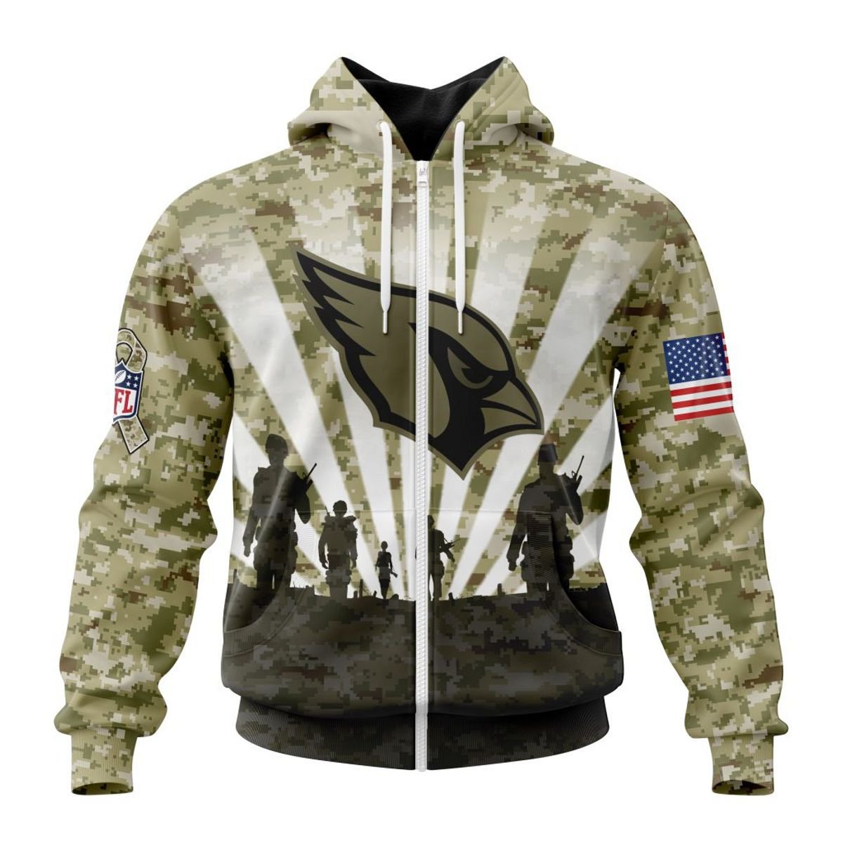 ARIZONA CARDINALS 3D HOODIE HONOR VETERANS