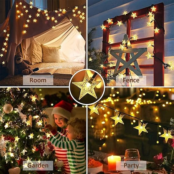 Twinkle Solar Star String Lights Outdoor Waterproof Fairy Lights