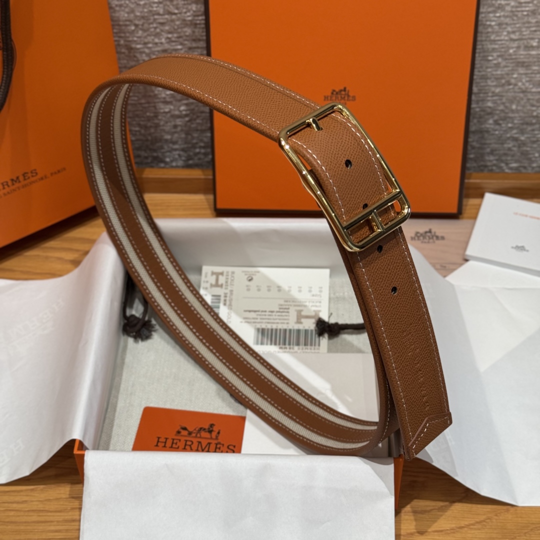 Hermès Half Cod Riviera double-faced leather belt, 3.8cm wide