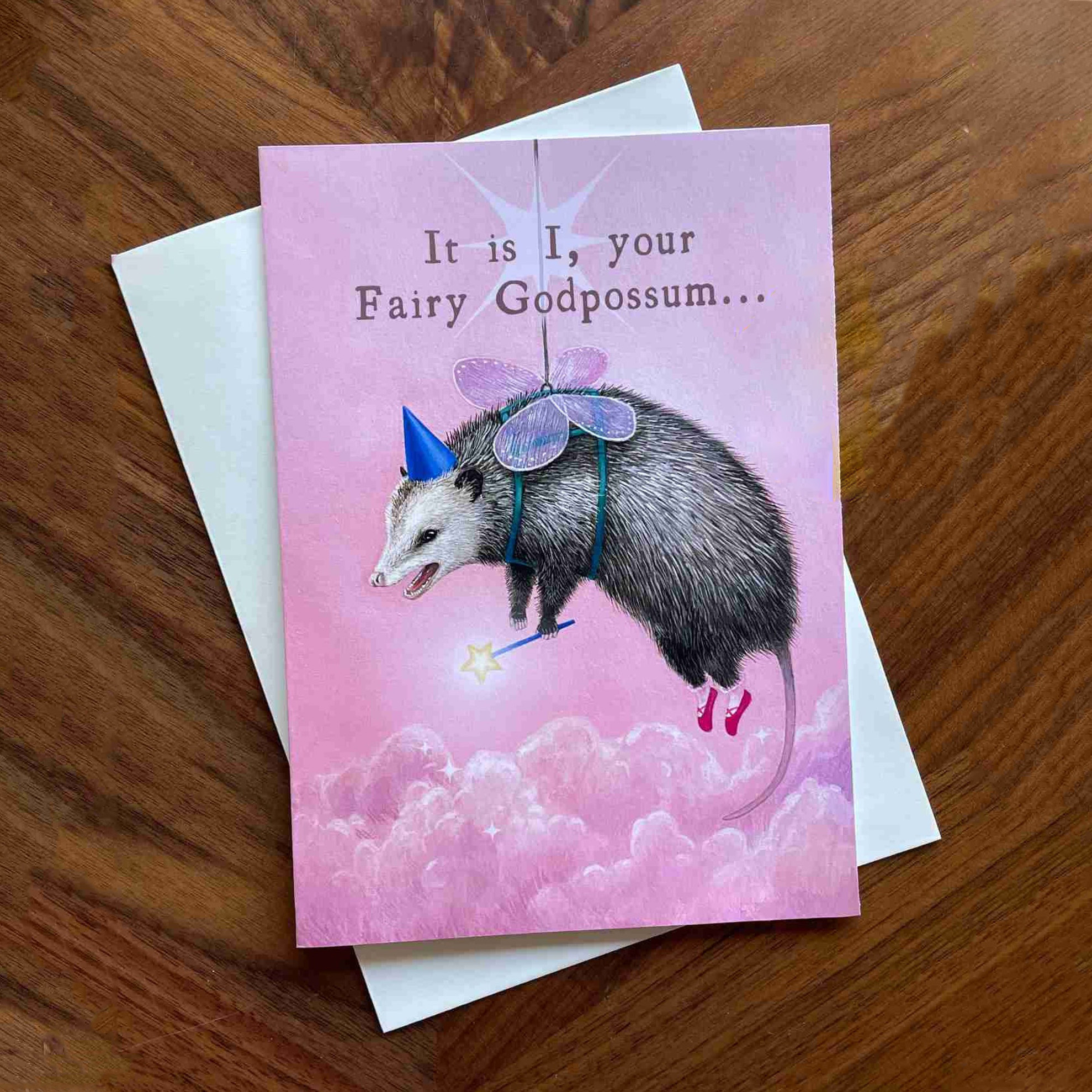 Fairy GodPossum Happy Birthday Greeting Card