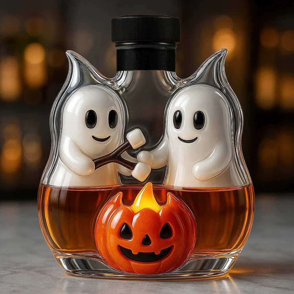 Halloween Ghost Campfire Gathering Limited Edition Whisky Bottle