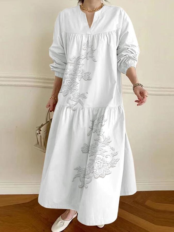 Women's Casual Floral Embroidery Print Dress