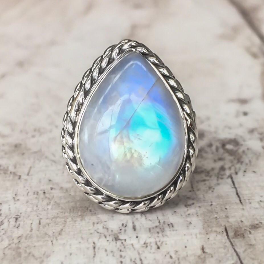 Handmade vintage boho moonstone ring - Buy 2 Free Shipping