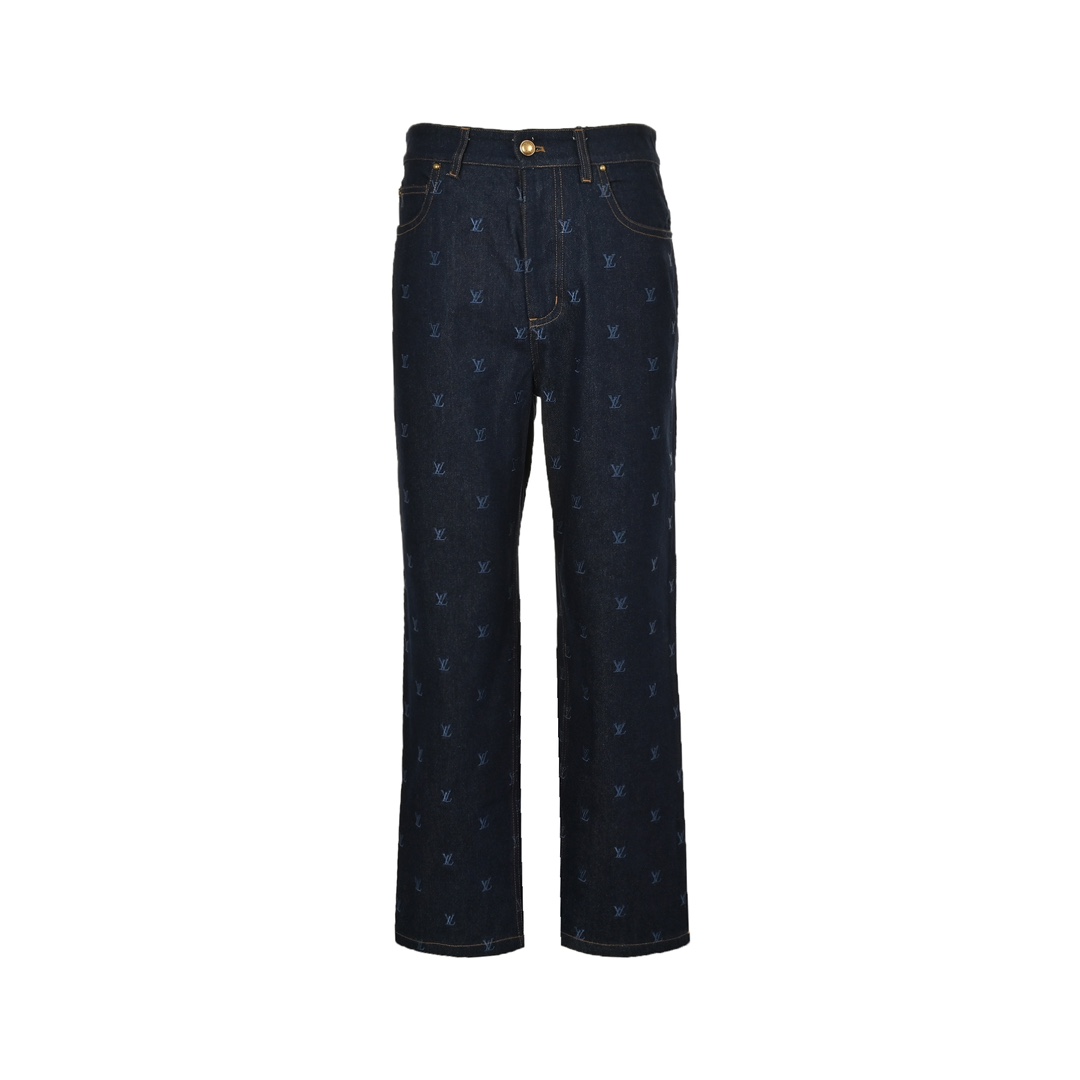 Louis Vuitton 24Fw all over print monogram logo embroidery suit jeans