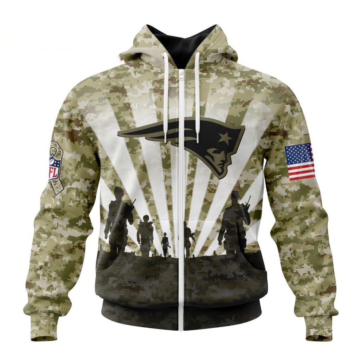 NEW ENGLAND PATRIOTS 3D HOODIE HONOR VETERANS