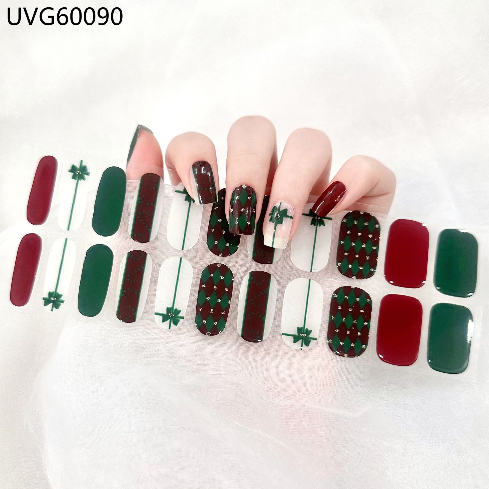 Semi Cured Gel Nail Strips, 22 pcs Nail Wraps, Glaze Gel Nail Stickers