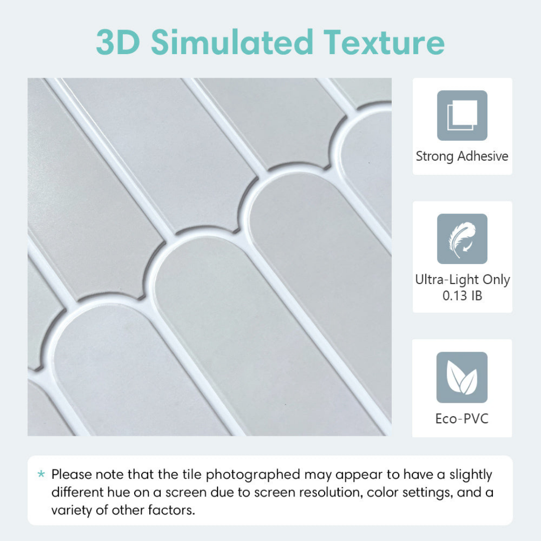 3D Mist Gray Fish Scale Peel and Stick Wall Tile