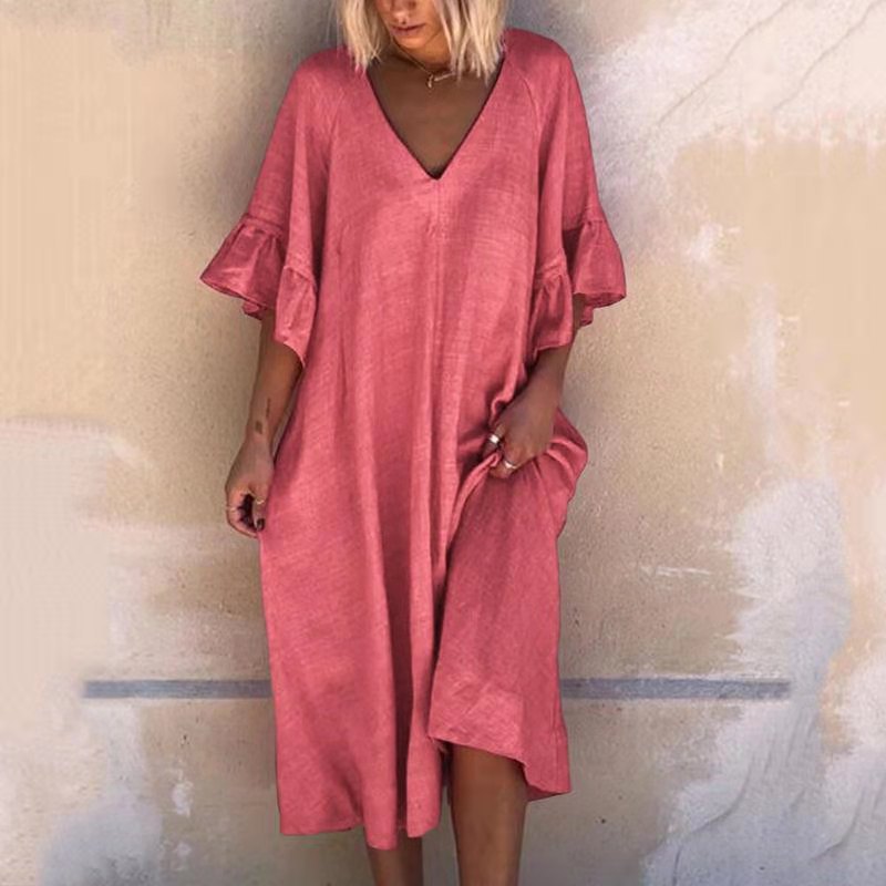 Retro Casual Ruffled Loose Dress