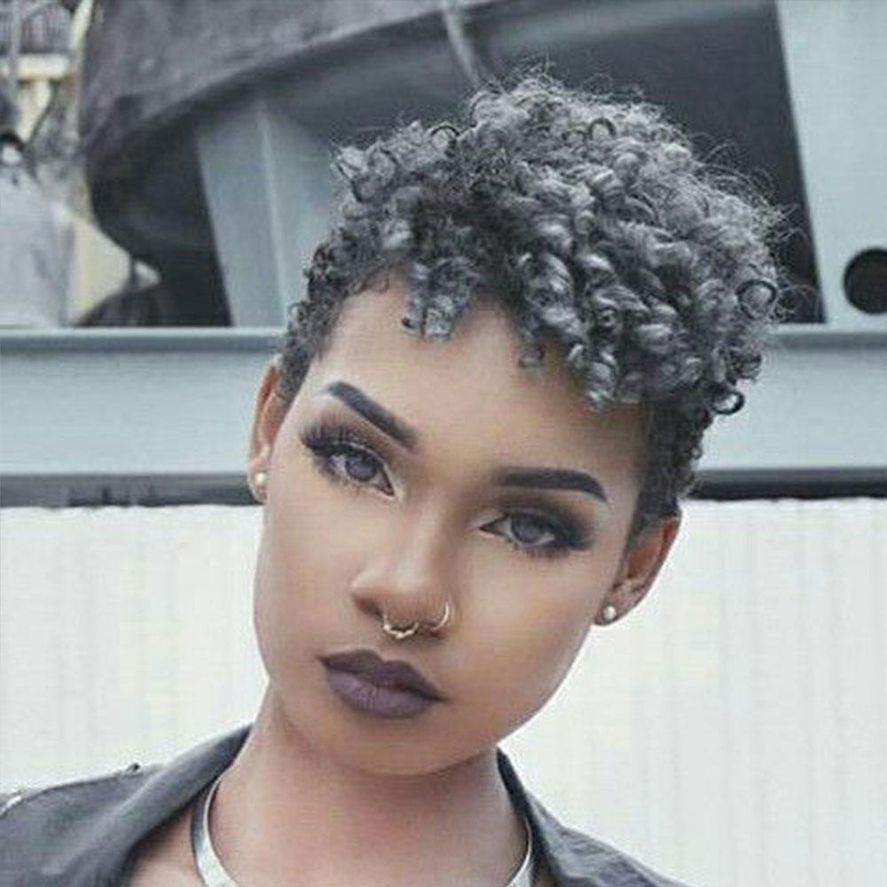 Luna 009 Short Spiral Curly African American Wig with Bangs