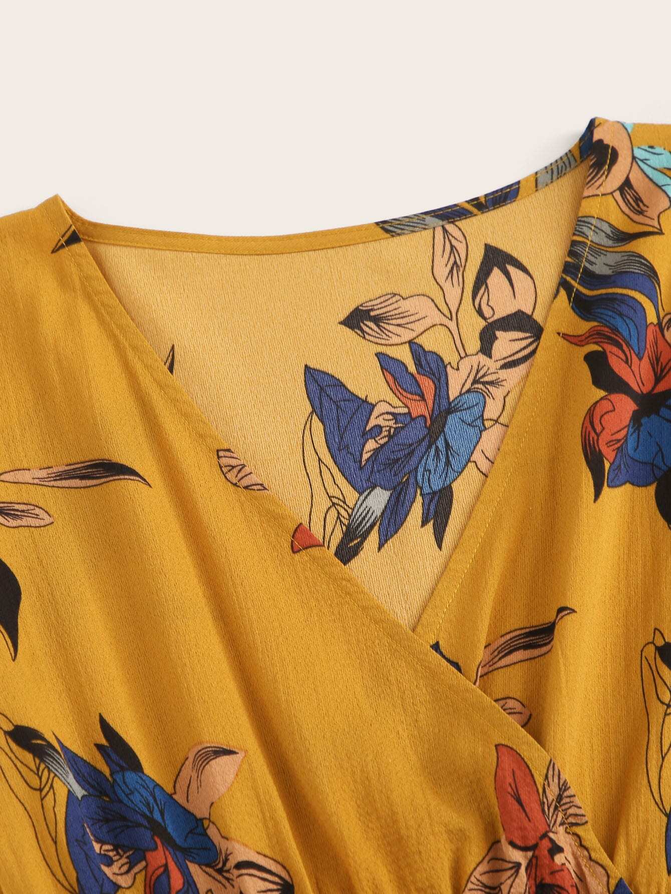 Ruffle Hem Floral Print Dress