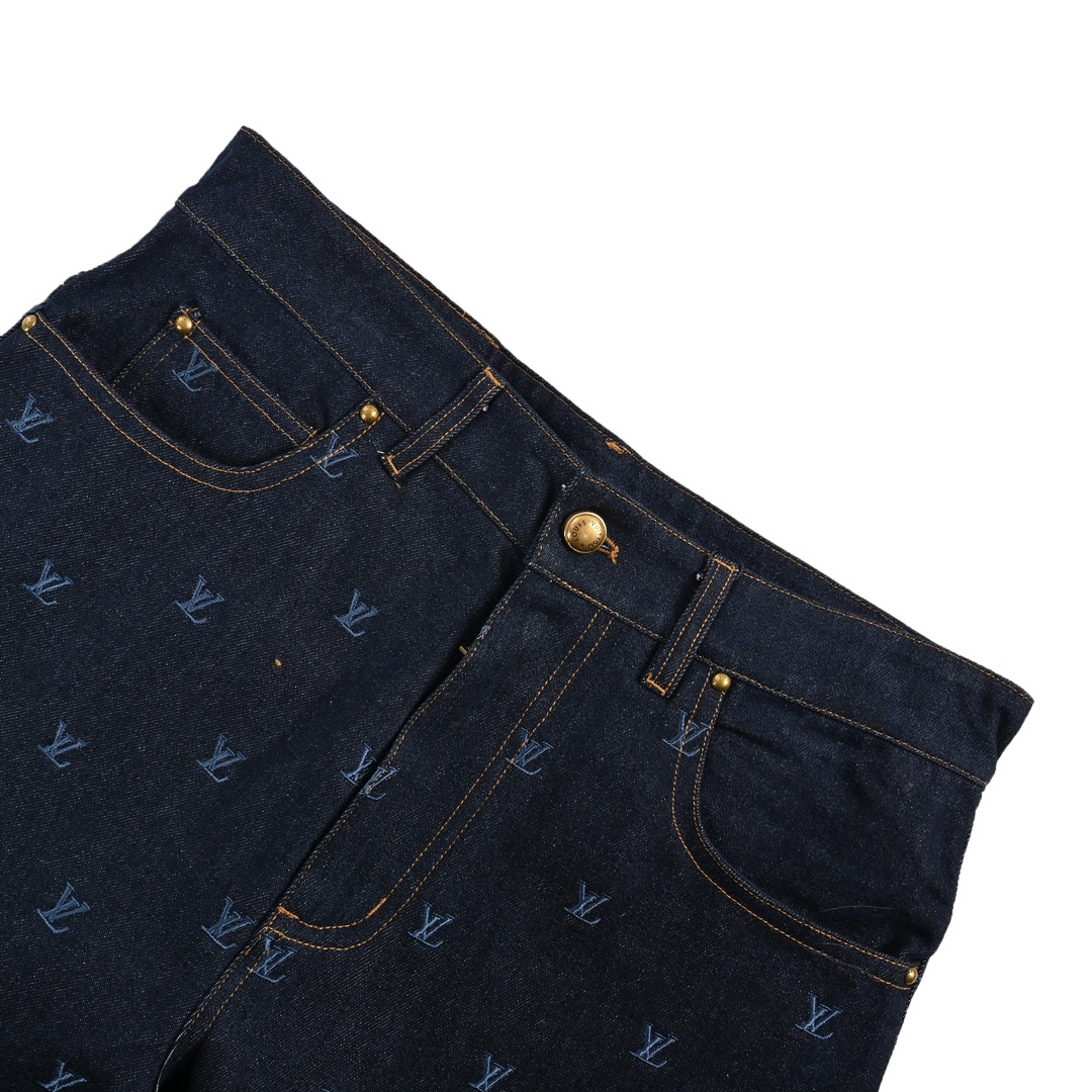 Louis Vuitton 24Fw all over print monogram logo embroidery suit jeans