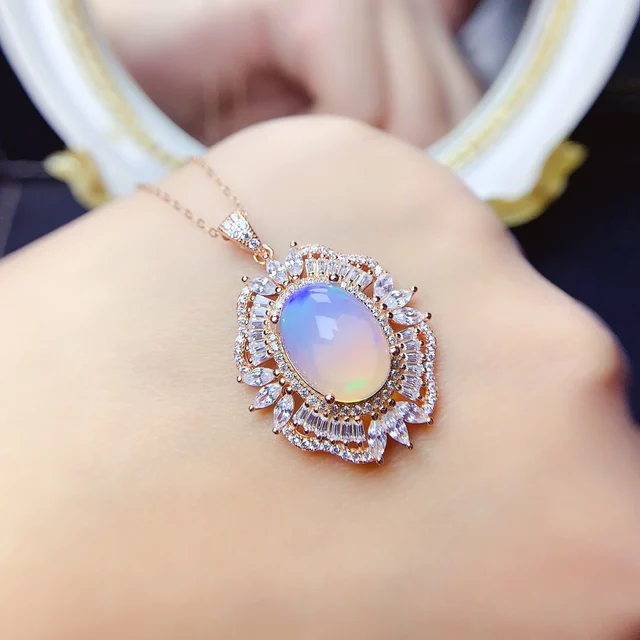 S925 Sterling Silver New Fashion elegant opal Jewelry Set women cubic zircon necklace pendant bridal wedding party gift