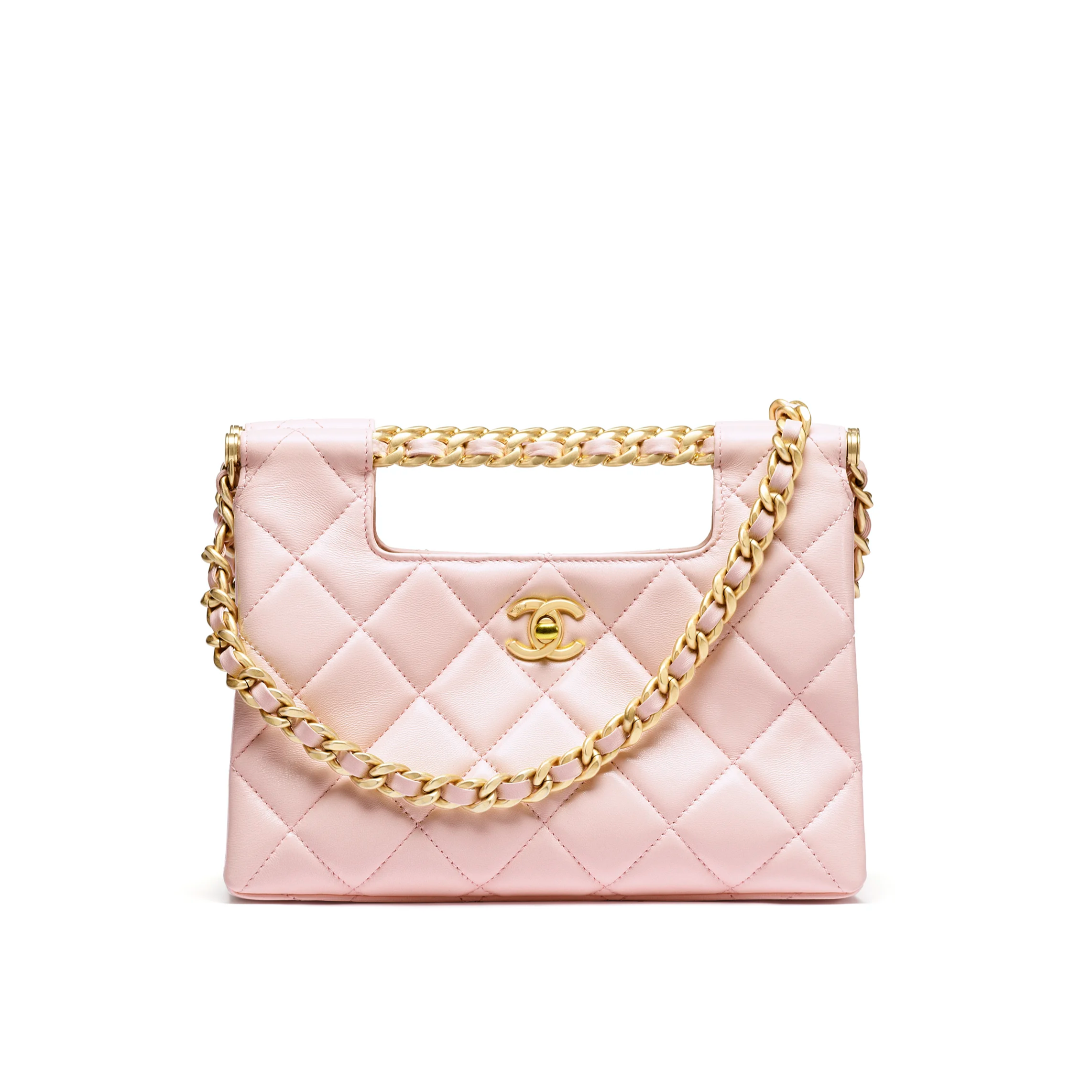 Chanel Small Shopping Bag Shiny Lambskin & Gold-Tone Metal Light Pink AS5550-B20556-NAGEO