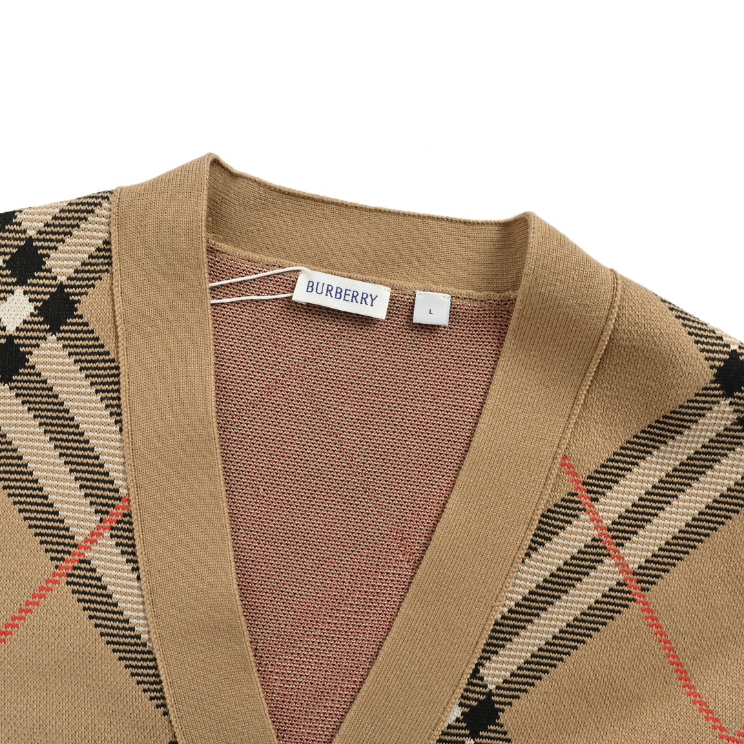 Burberry 24Fw Twill Check Knit Cardigan Sweater