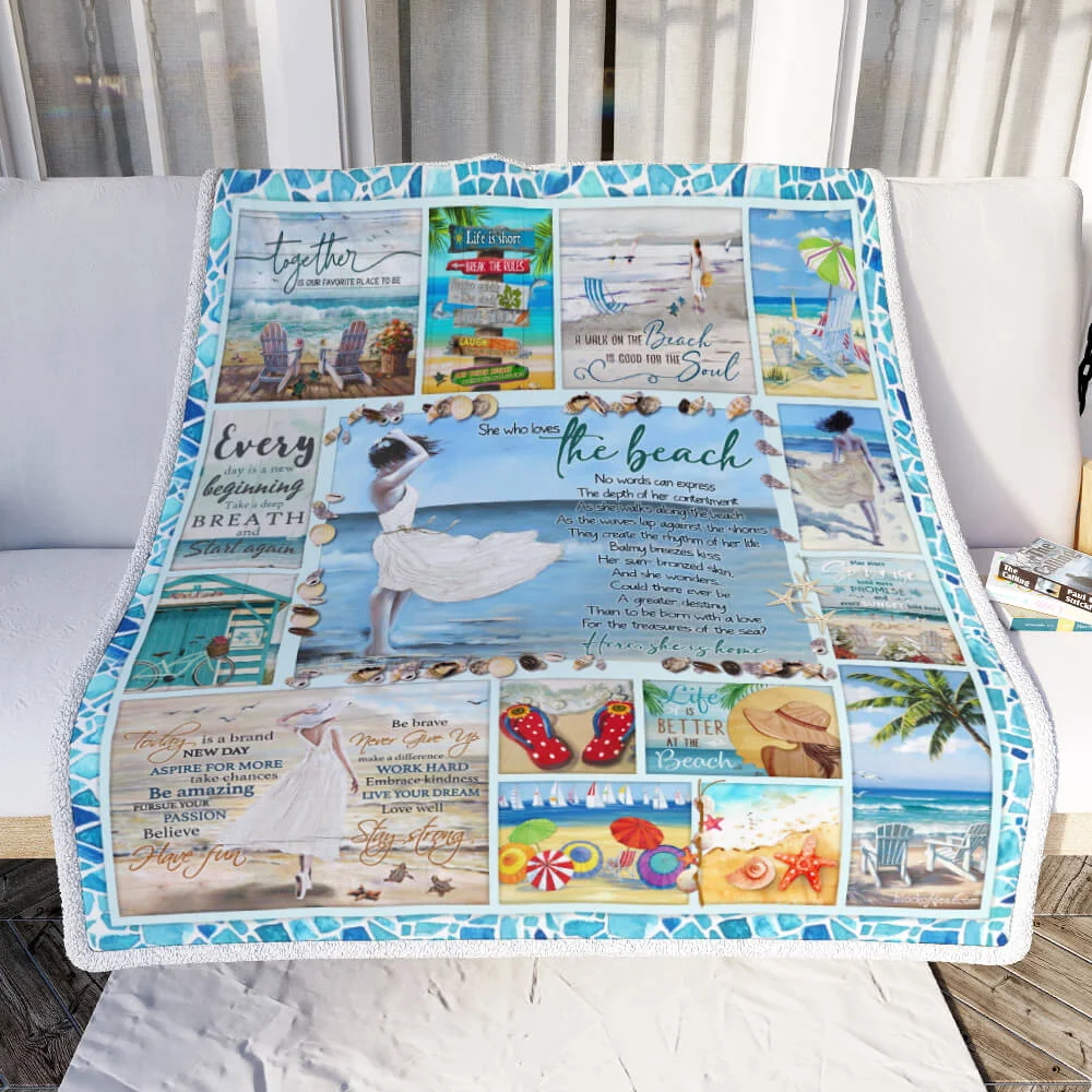 Beach Girl – She Who Loves The Beach Sofa Throw Blanket