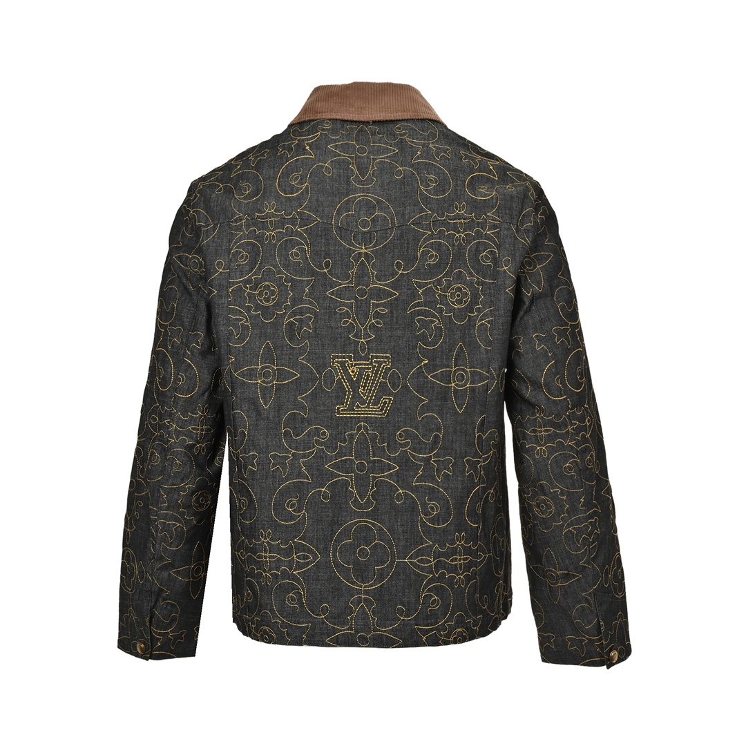 Louis Vuitton 24Fw gold thread embroidered monogram suit denim jacket