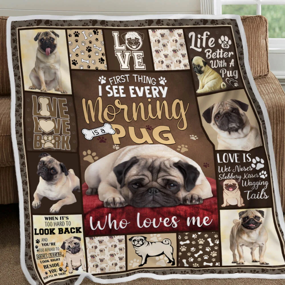 A Pug Who Loves Me Sofa Throw Blanket