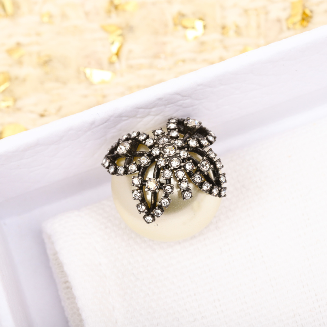 Dior Diamond Butterfly Pearl Earrings