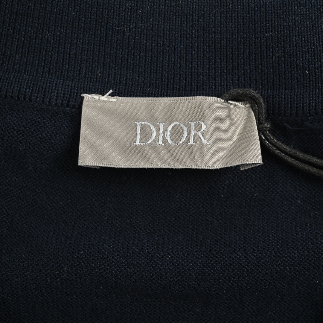 Dior 24ss embroidered small logo knitted Polo short sleeve