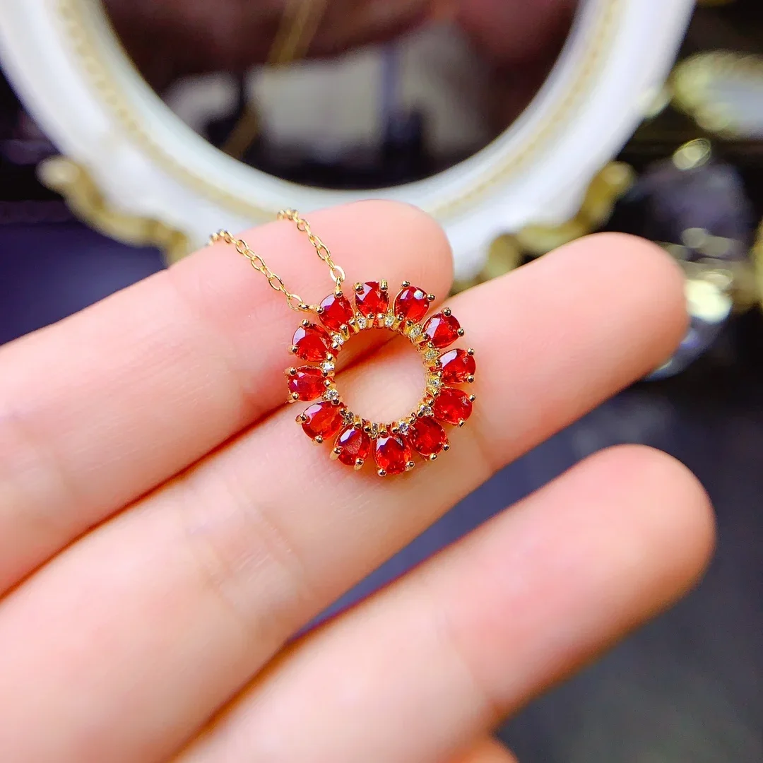 925 Sterling silver natural red sapphire blue necklace jewelry fire color good beauty women's luxury jewelry certified boutique