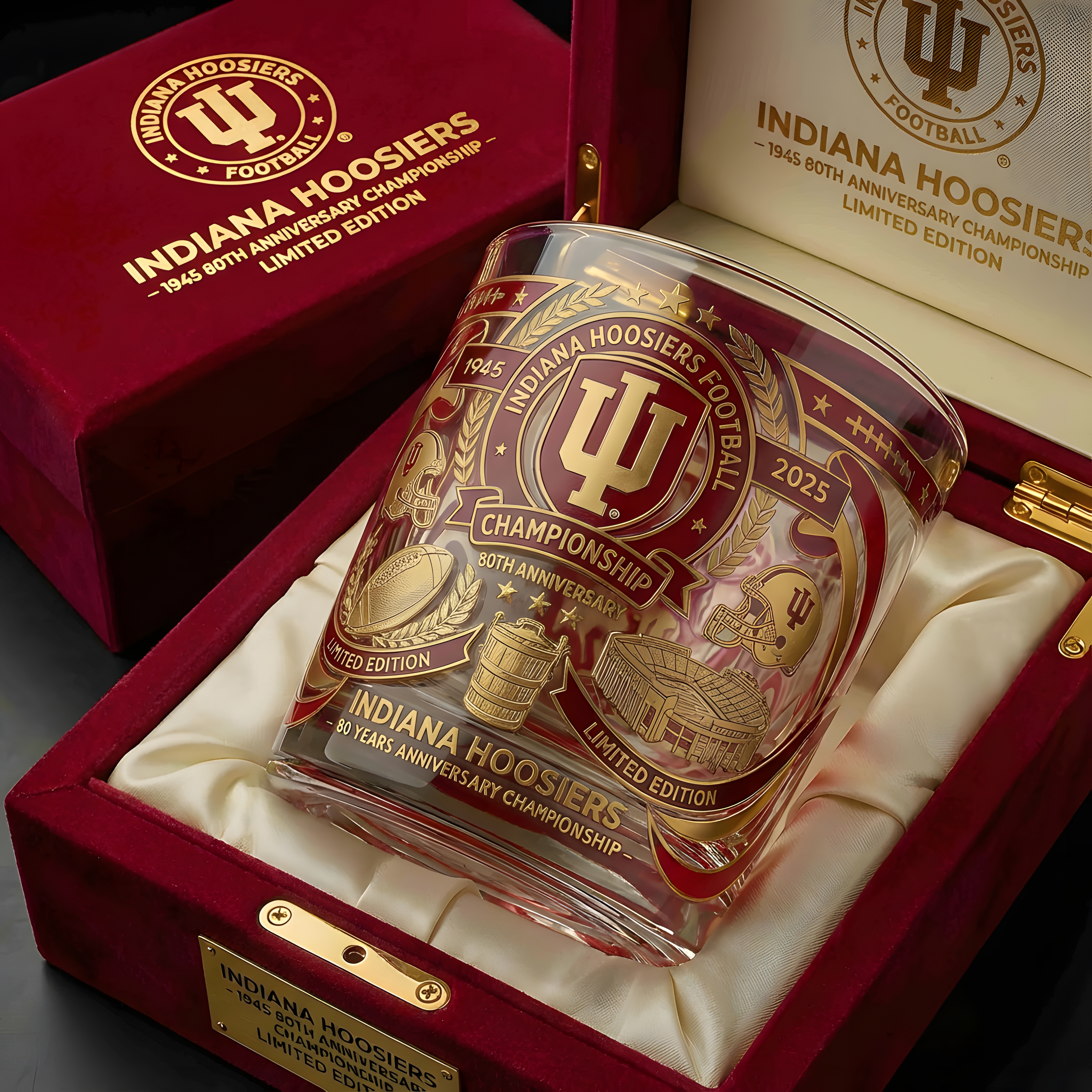 Indiana Hoosiers Football 80th Anniversary Championship Limited Edition Whiskey Glass