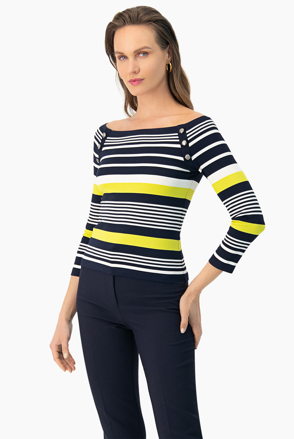 Blusa de rayas y de hombro caido
