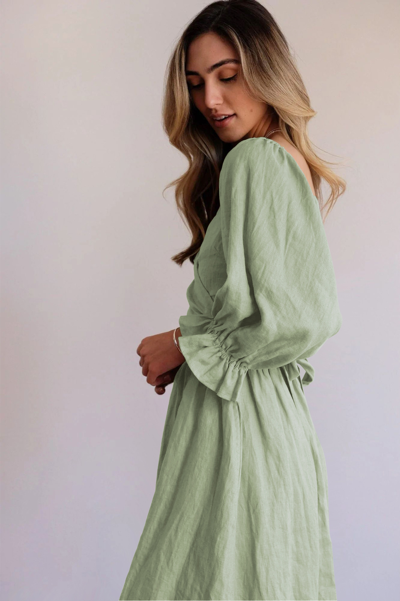 💥Hot Sale-[SAVE 50% OFF]--🏖️FRENCH RUFFLED LANTERN SLEEVES MULTI-WEAR DRESS--BUY 2 GET 10% OFF & FREE SHIPPING