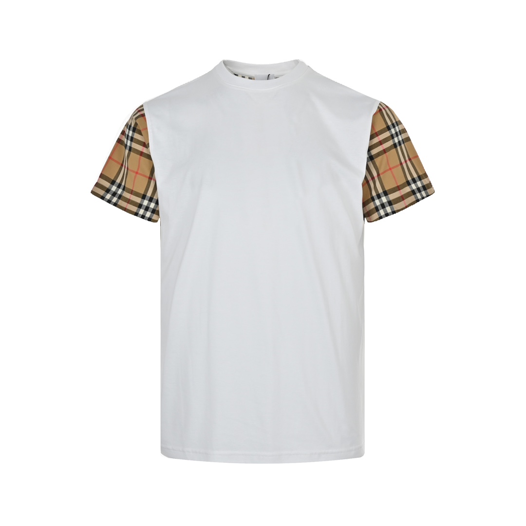 Burberry classic plaid sleeves spliced ​​short sleeves