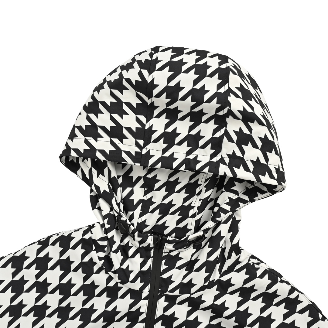 Burberry 24Fw houndstooth reversible hooded jacket