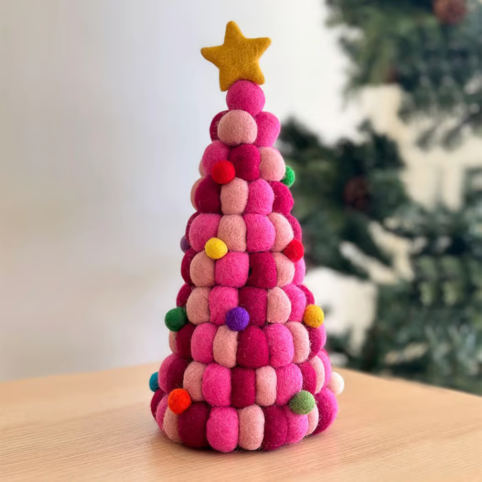 Felt Ball Christmas Tree Table Display