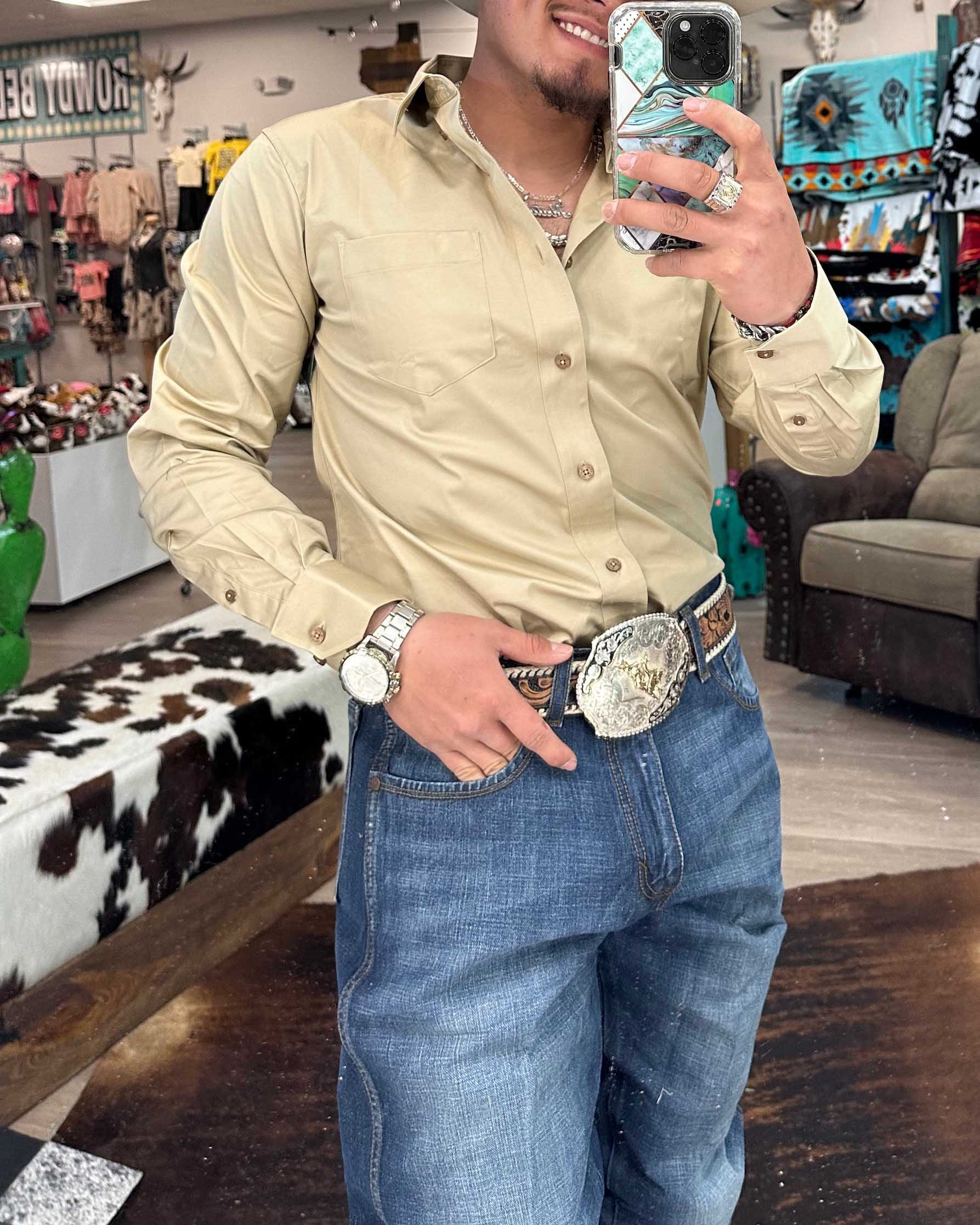 Men's Casual Retro Solid Color Long Sleeve Shirt