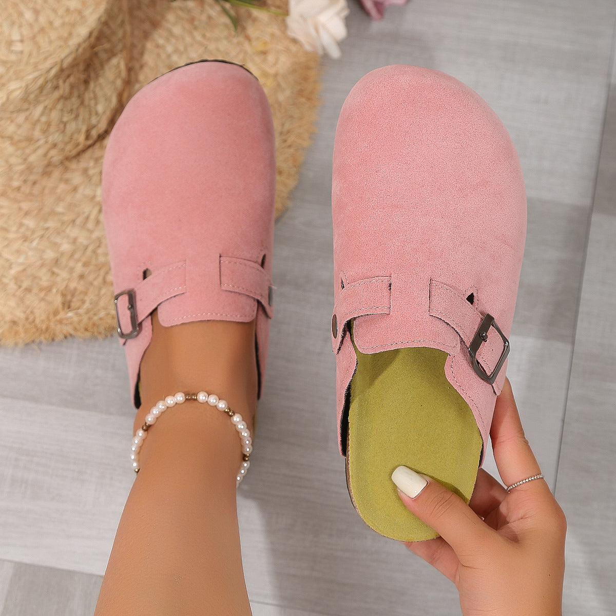 Retro Square Toe Women's Slippers with Thick Soles