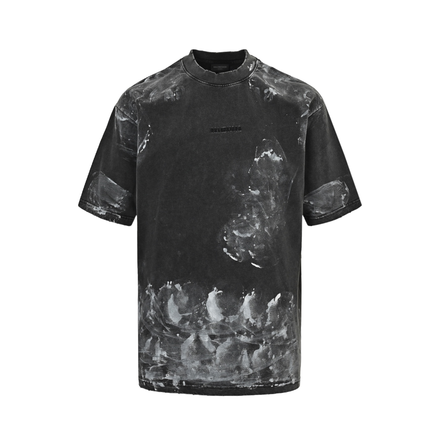 Balenciaga 25ss paint inkjet front and back embroidered short sleeves