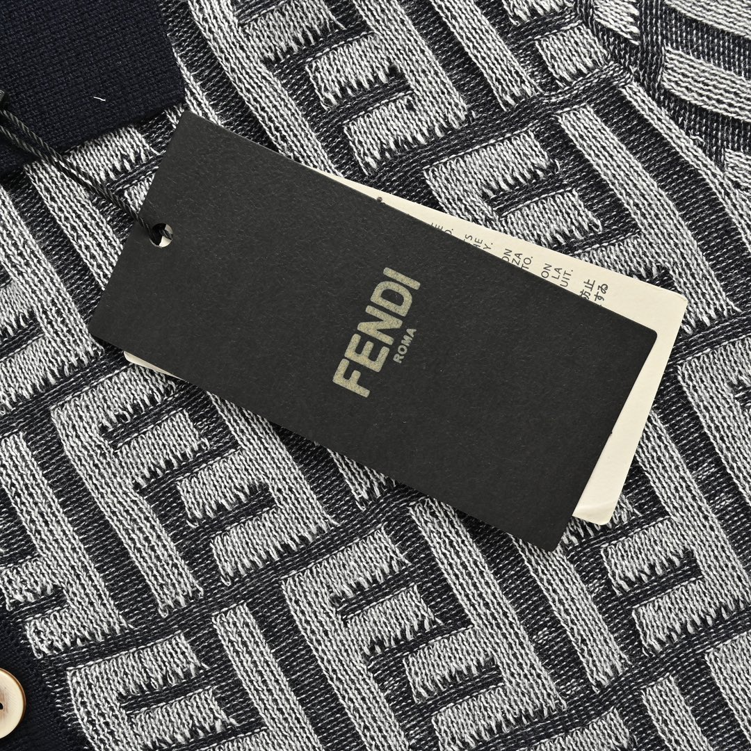 Fendi 24ss full print FF jacquard knitted Polo short sleeve