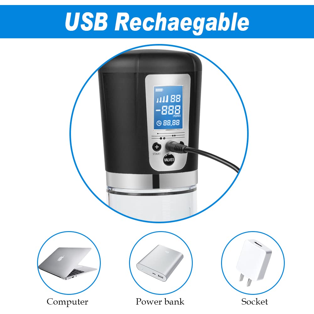 Electric Penis Enlarge Vacuum Pump with 4 Suction Intensities, Rechargeable Automatic High-Vacuum Penis Enlargement Extend Pump, Air Pressure Device Black