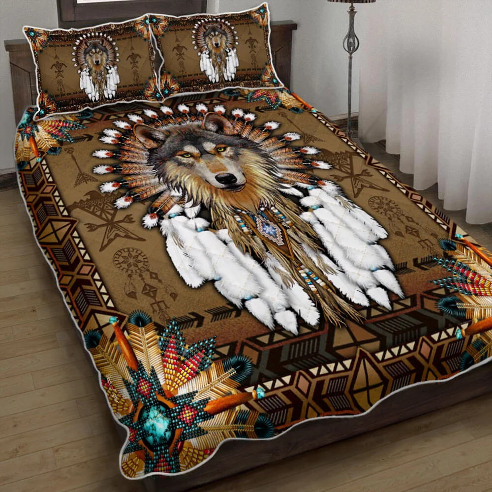 Native American Wolf Spirit Quilt Bed Set