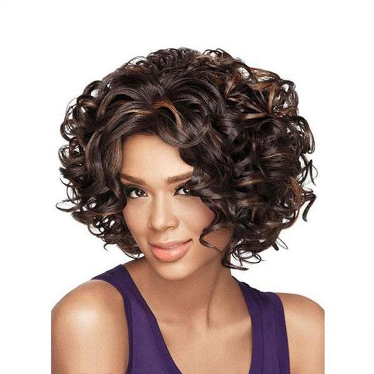 Luna C01 Chin Length Curly Afro Bob Wig for African American Women