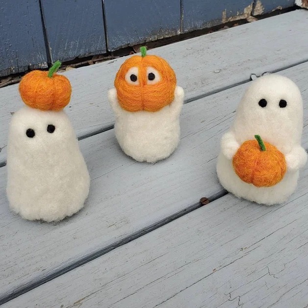 (2024 New Arrival-40% OFF)🎉Wool Felted Ghosts with Pumpkins | Halloween Decoration