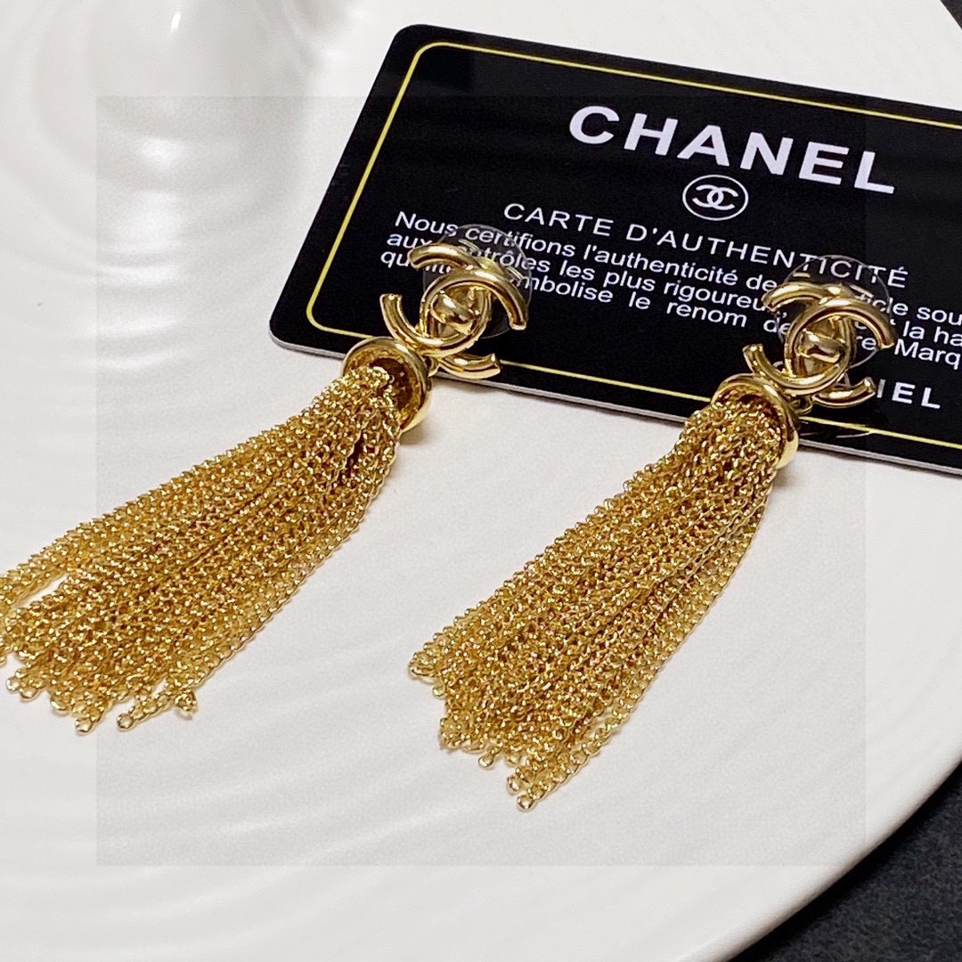 Chanel long tassel earrings