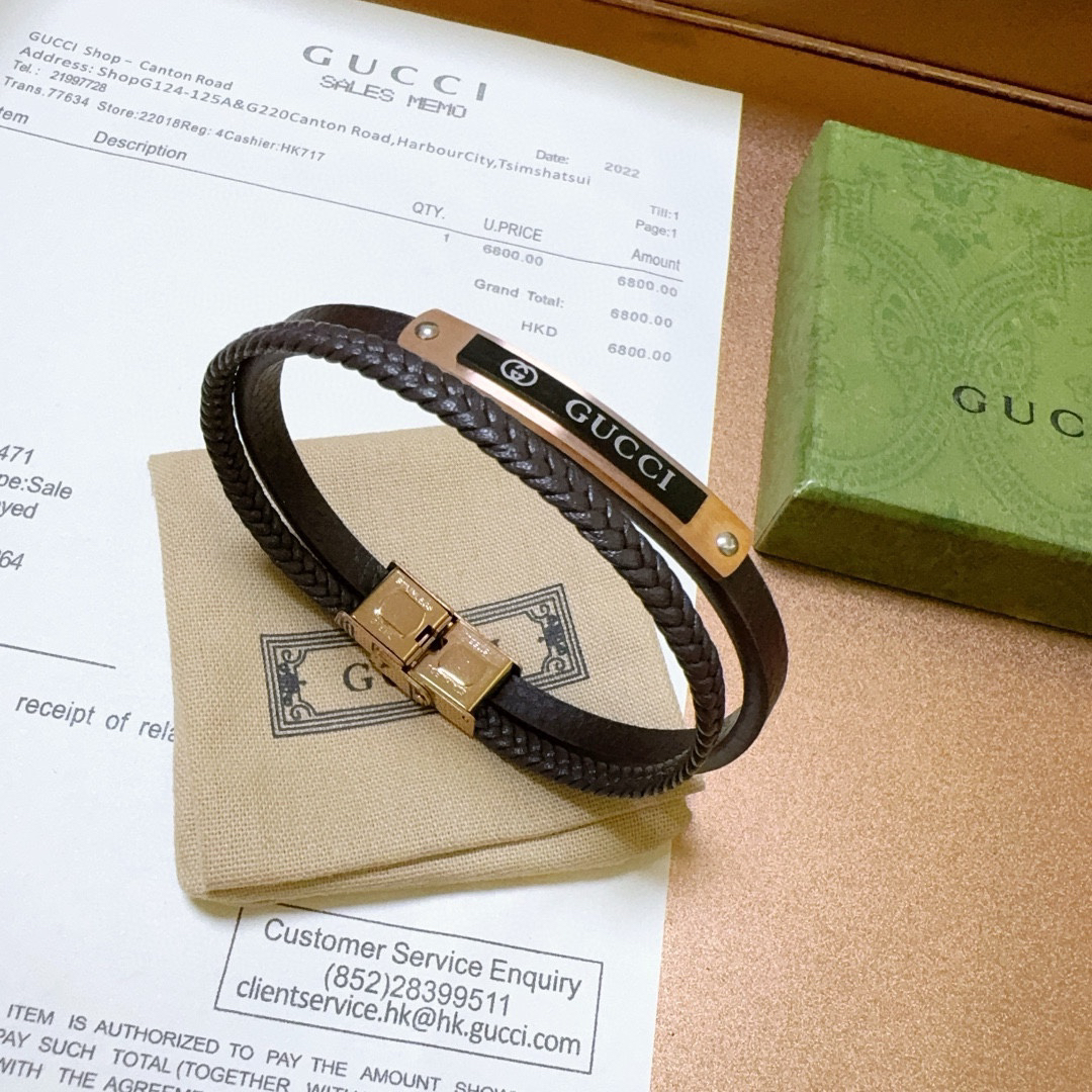 Gucci Black Braided Gold Bracelet
