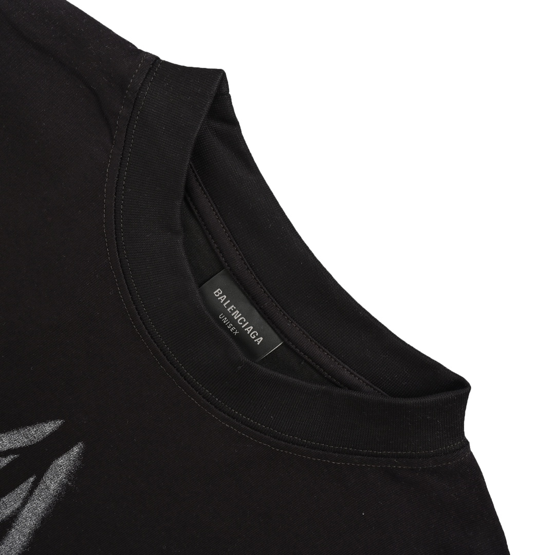 Balenciaga 24ss double B mud-dyed Sanskrit letters distressed short-sleeves