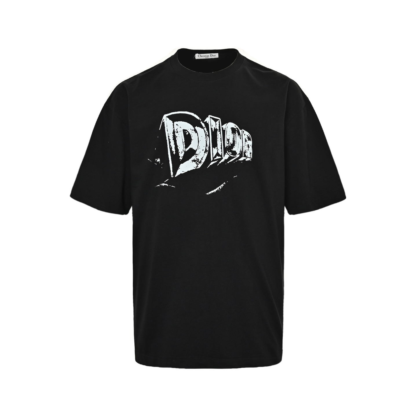 Dior 25ss hand-painted letter print short sleeve