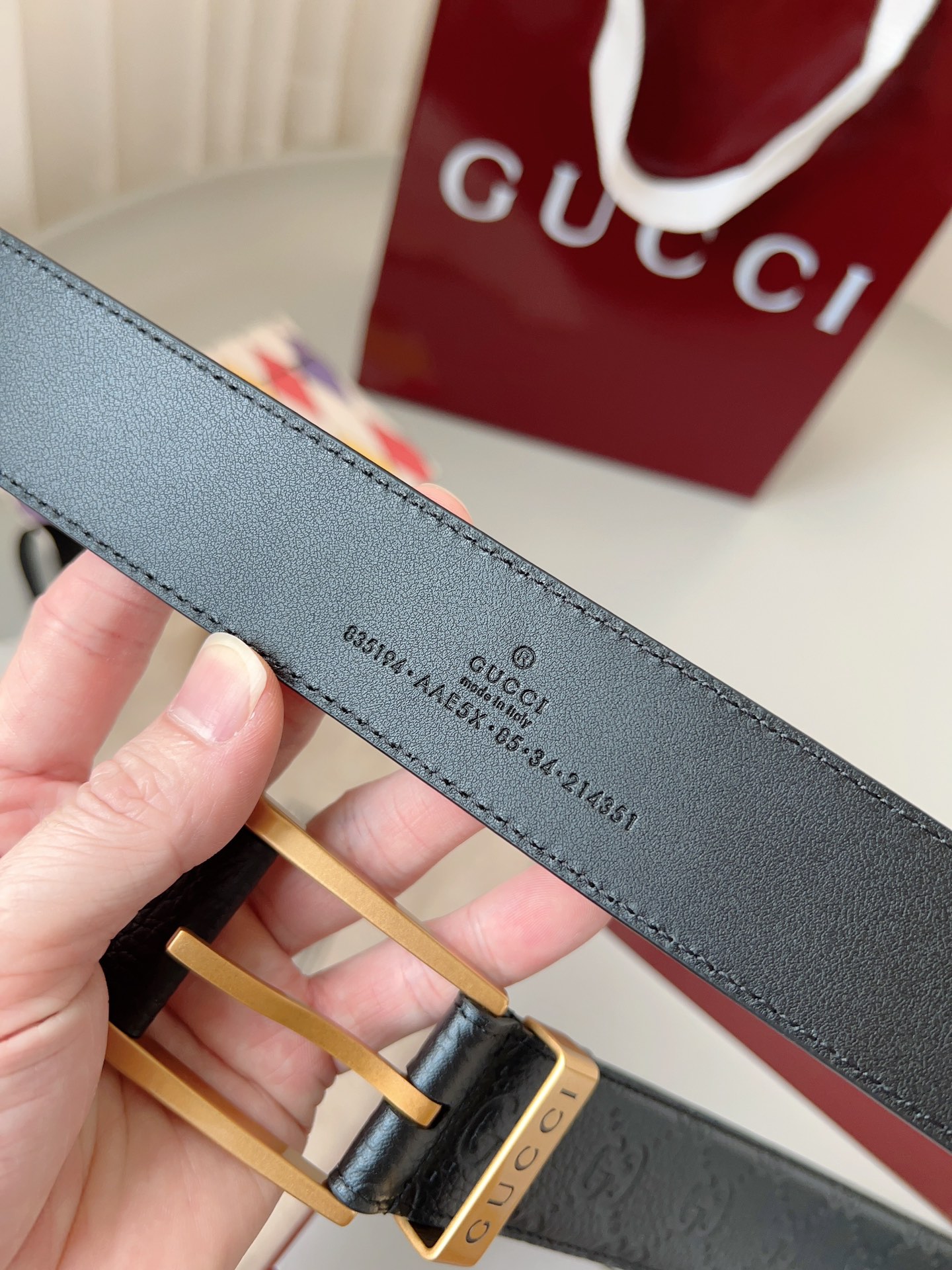 Gucci pin buckle printed leather belt 3.5cm wide