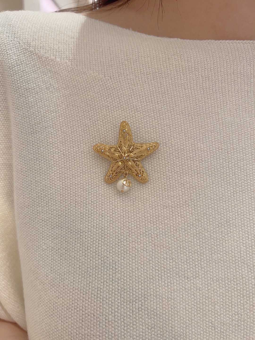 Dior Starfish CD Pearl Brooch