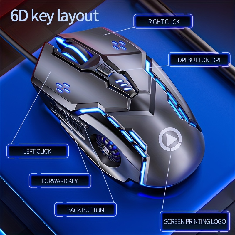 Upgrade Your Gaming Experience: RGB Wired Gaming Mouse With Silent Clicks, LED Backlight, 3200dpi and 6 Buttons!