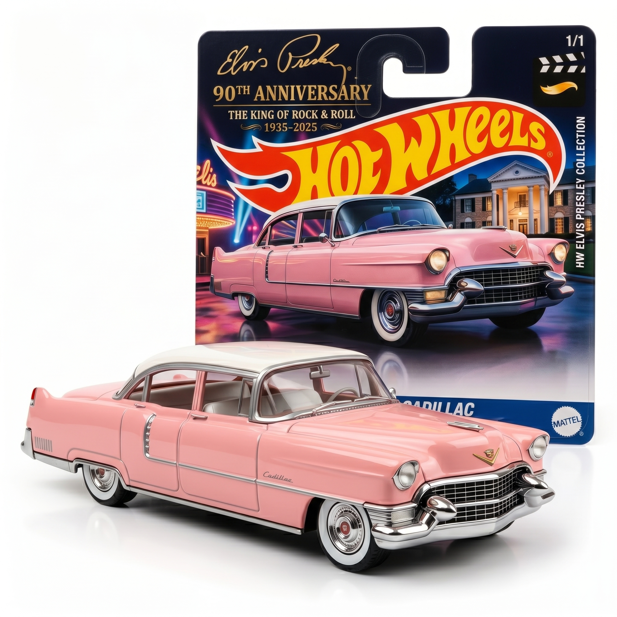 Hot Wheels Elvis Presley 90th Anniversary 1955 Pink Cadillac Fleetwood Series 60 Edition