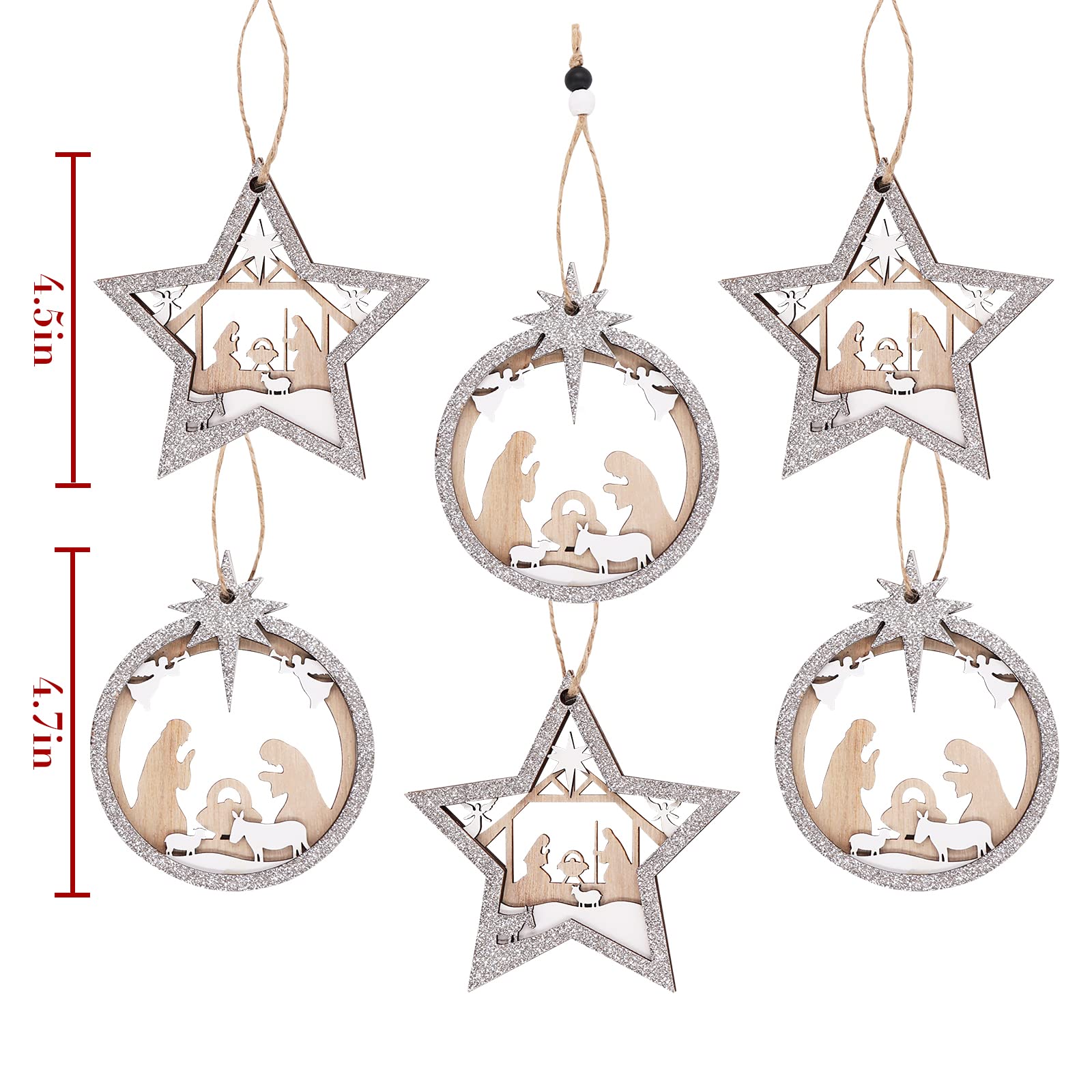 💥ON SALE💥Wooden Carved Nativity Scene - Christian Tree Ornaments🎄