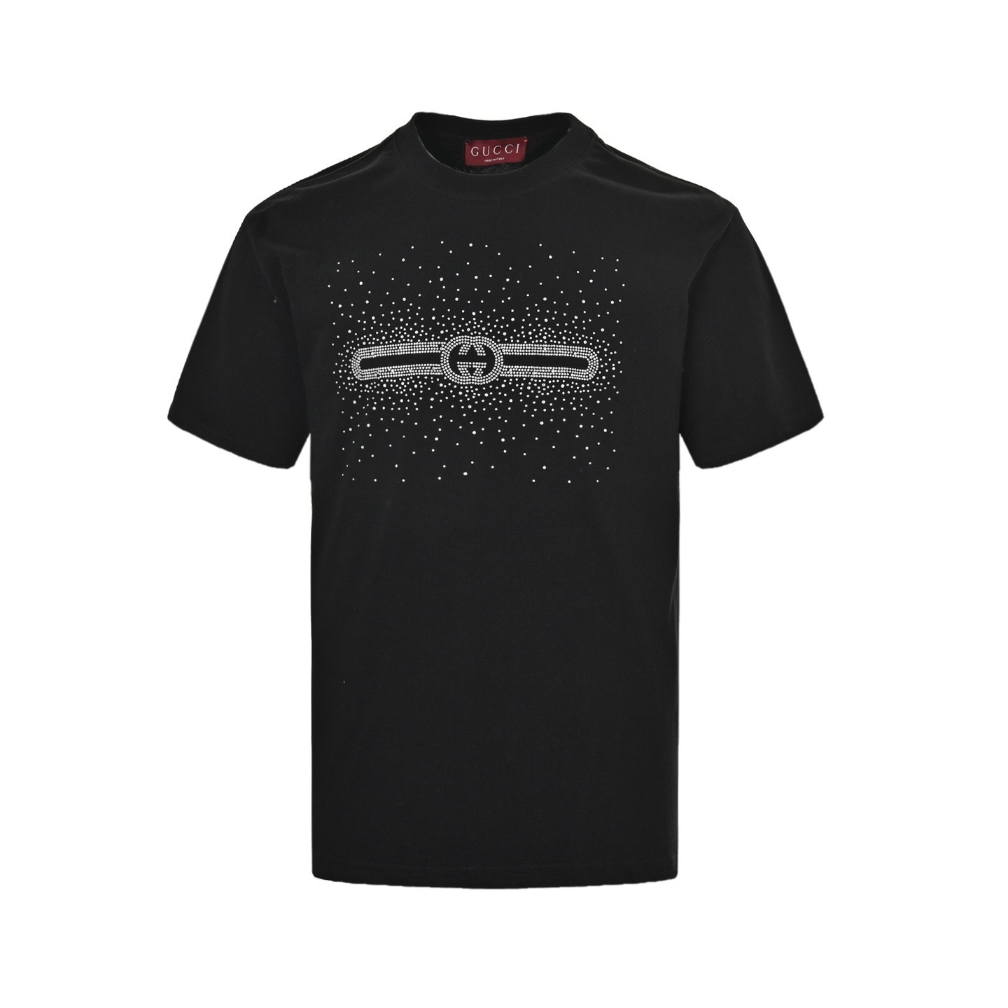 Gucci 25ss rhinestone logo short-sleeved shirt